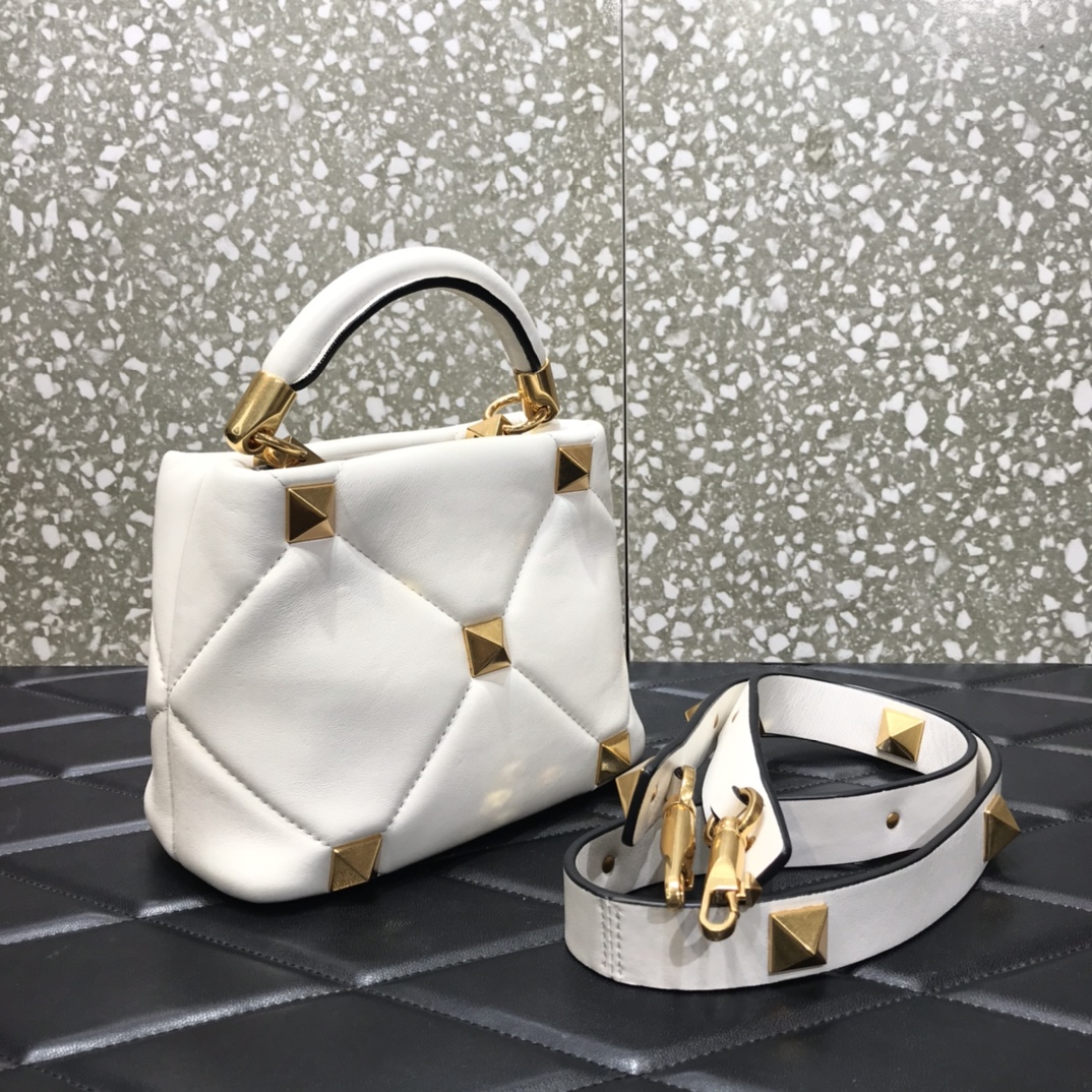 Va1e*ntin0 small roman stud the handle bag in nappa white vw0b0i97bsf 20 × 9 × 15 cm