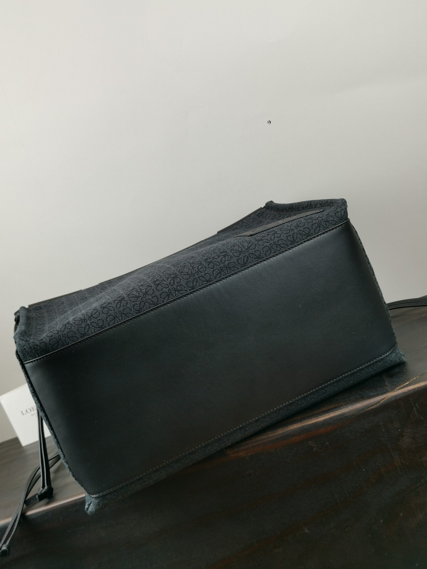 L0ew* large cushion tote bag canvas and calfskin black 330.02ab90 35 x 27 x 19 cm