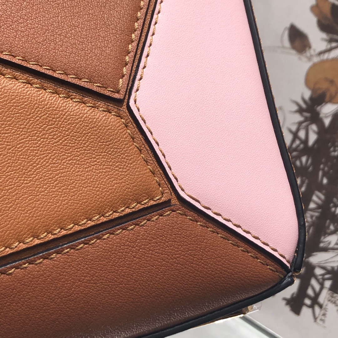 L0ew* medium puzzle bag classic calfskin gold metal tan/brown 322.30js20 29 x 18 x 12 cm