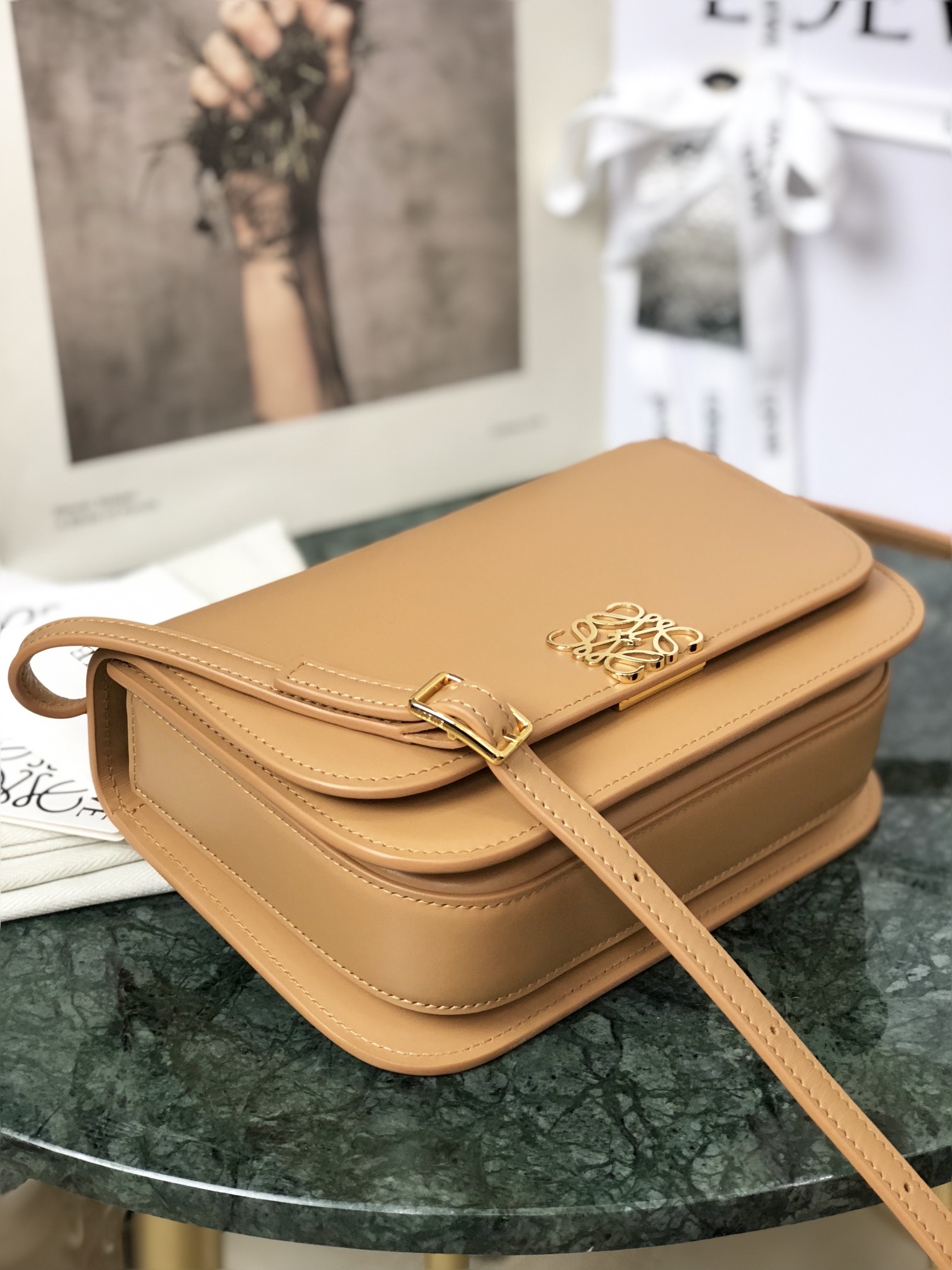 L0ew* small goya bag silk calfskin warm desert a896n09x01 18.5 x 12.5 x 6 cm