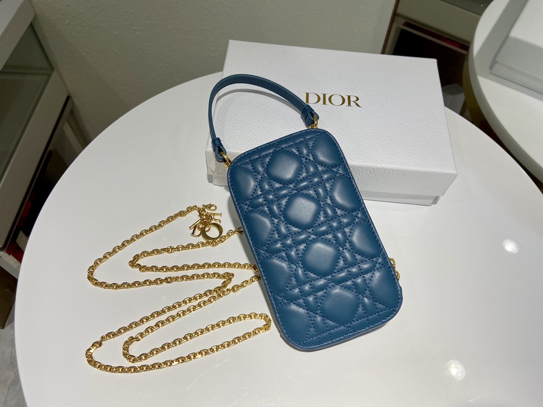 D10r lady D10r phone holder cannage lambskin blue s0872 18 cm
