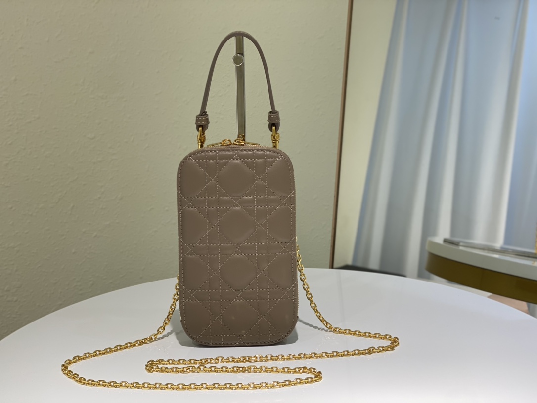 D10r lady D10r phone holder cannage lambskin taupe s0872 18 cm