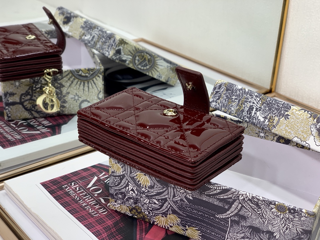 D10r lady D10r 5-gusset card holder patent cannage calfskin burgundy s0074 10.5 cm