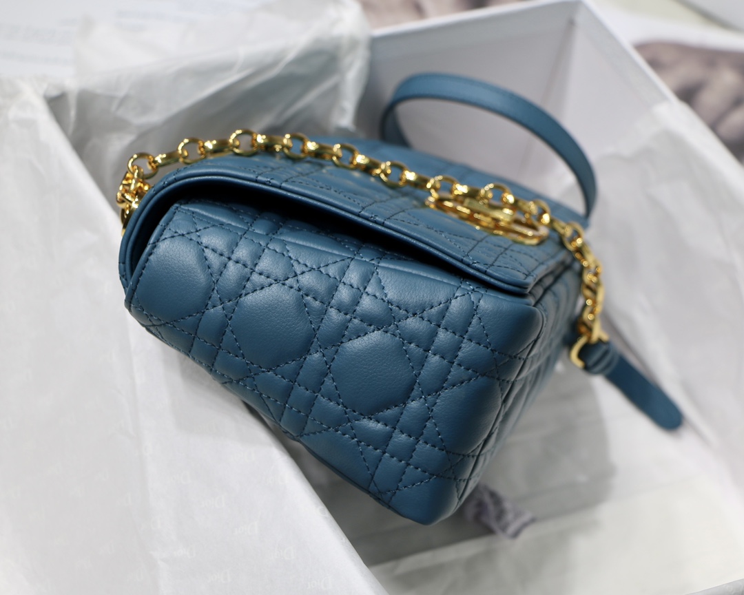 d10r medium caro bag S*pple cannage calfskin steel blue m9242 25.5 x 15.5 x 8 cm