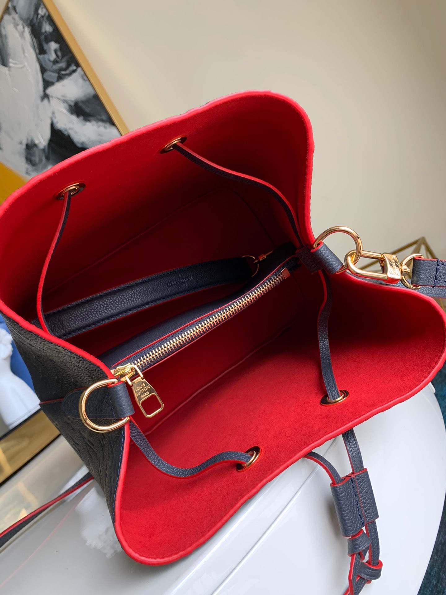 l0vis Vvtt0n nÉonoÉ mm monogram empreinte leather marine rouge m45306 26cm