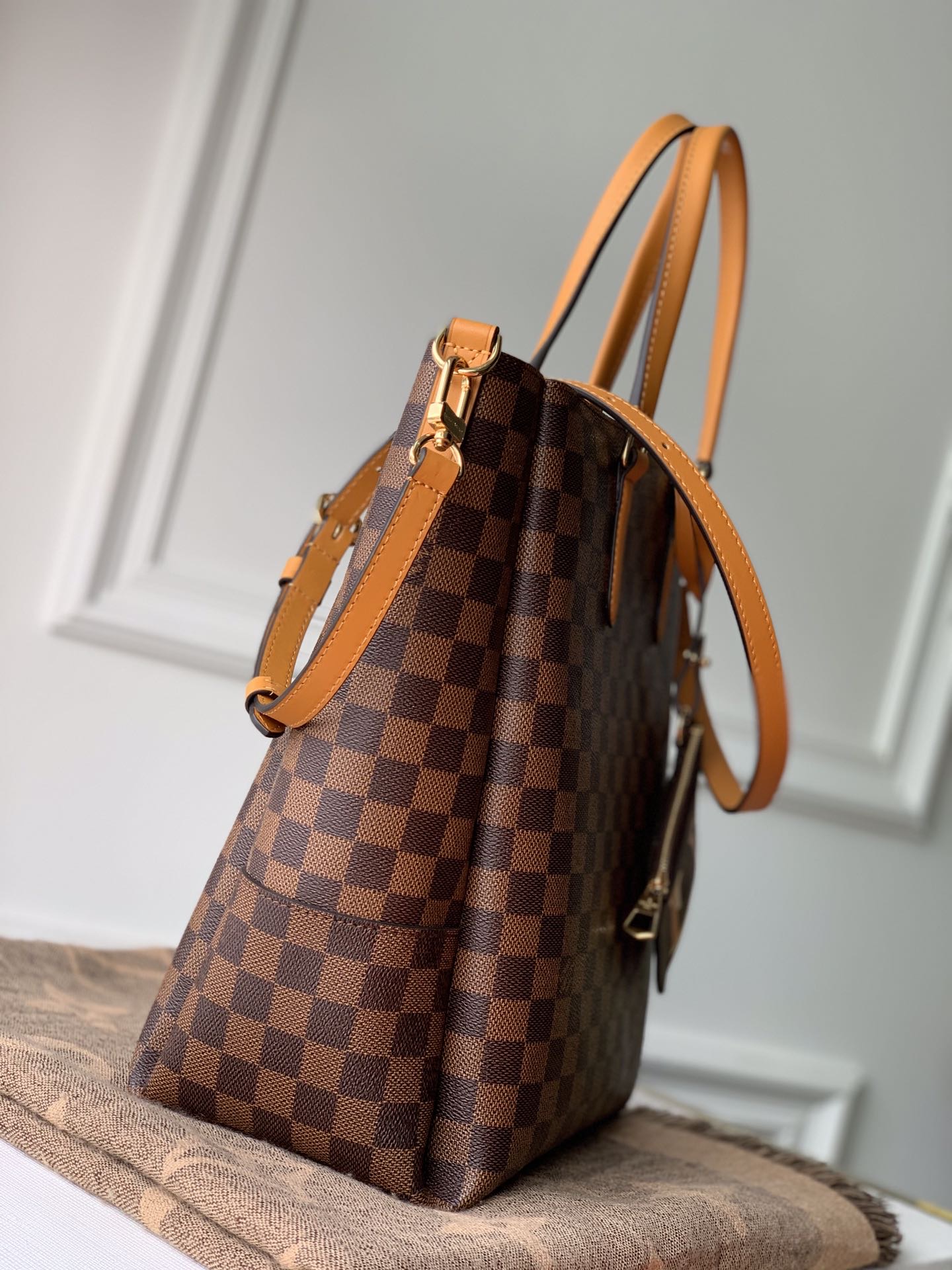 l0vis Vvtt0n belmont pm damier ebene canvas tan n60297 28 x 32 x 14 cm