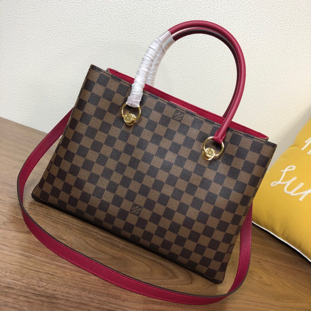 l0vis Vvtt0n lv riverside damier ebene canvas lie de vin red n40052 36 x 25 x 15 cm