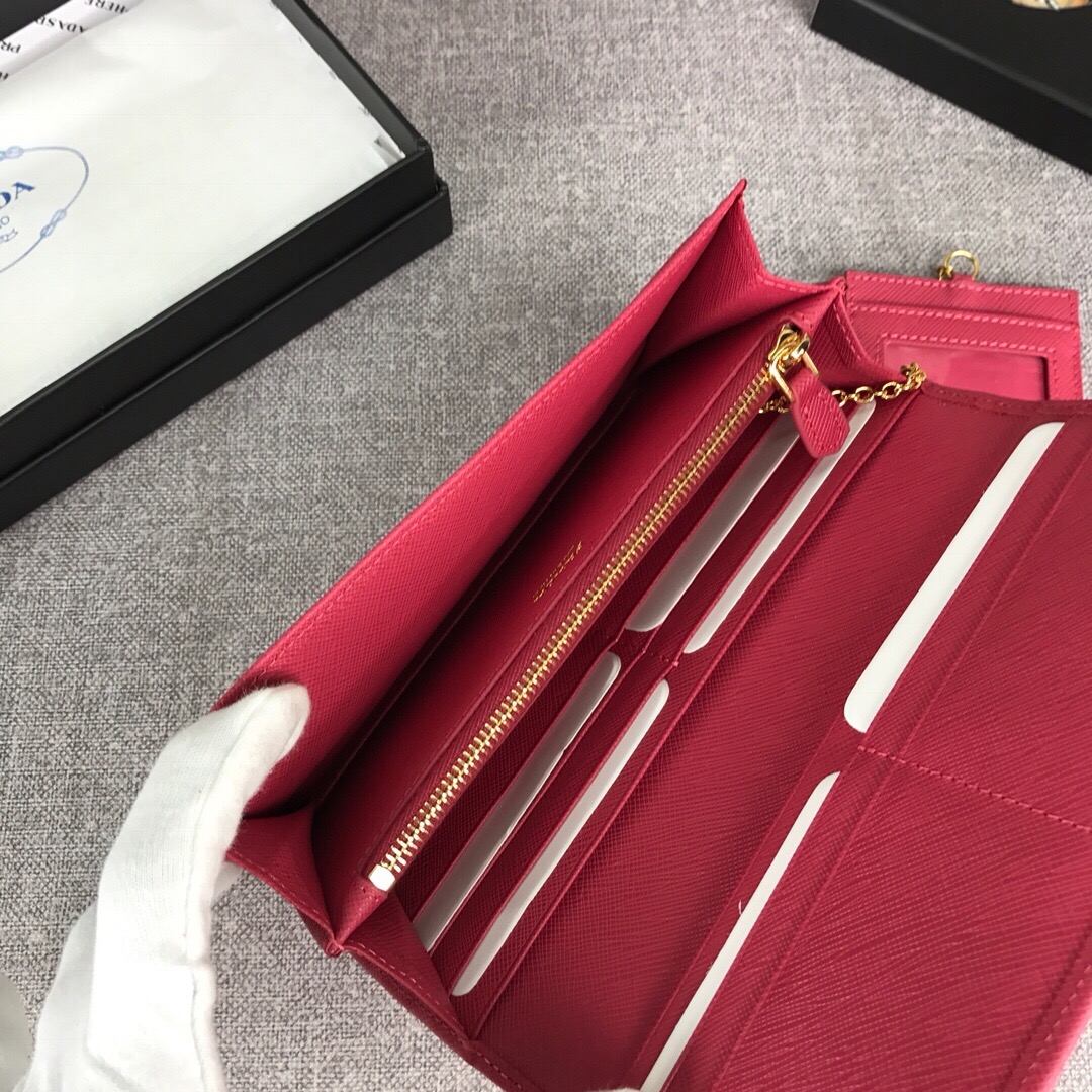 Pra*a large saffiano leather wallet crimson red 1mh132 18.7 x 9.5cm