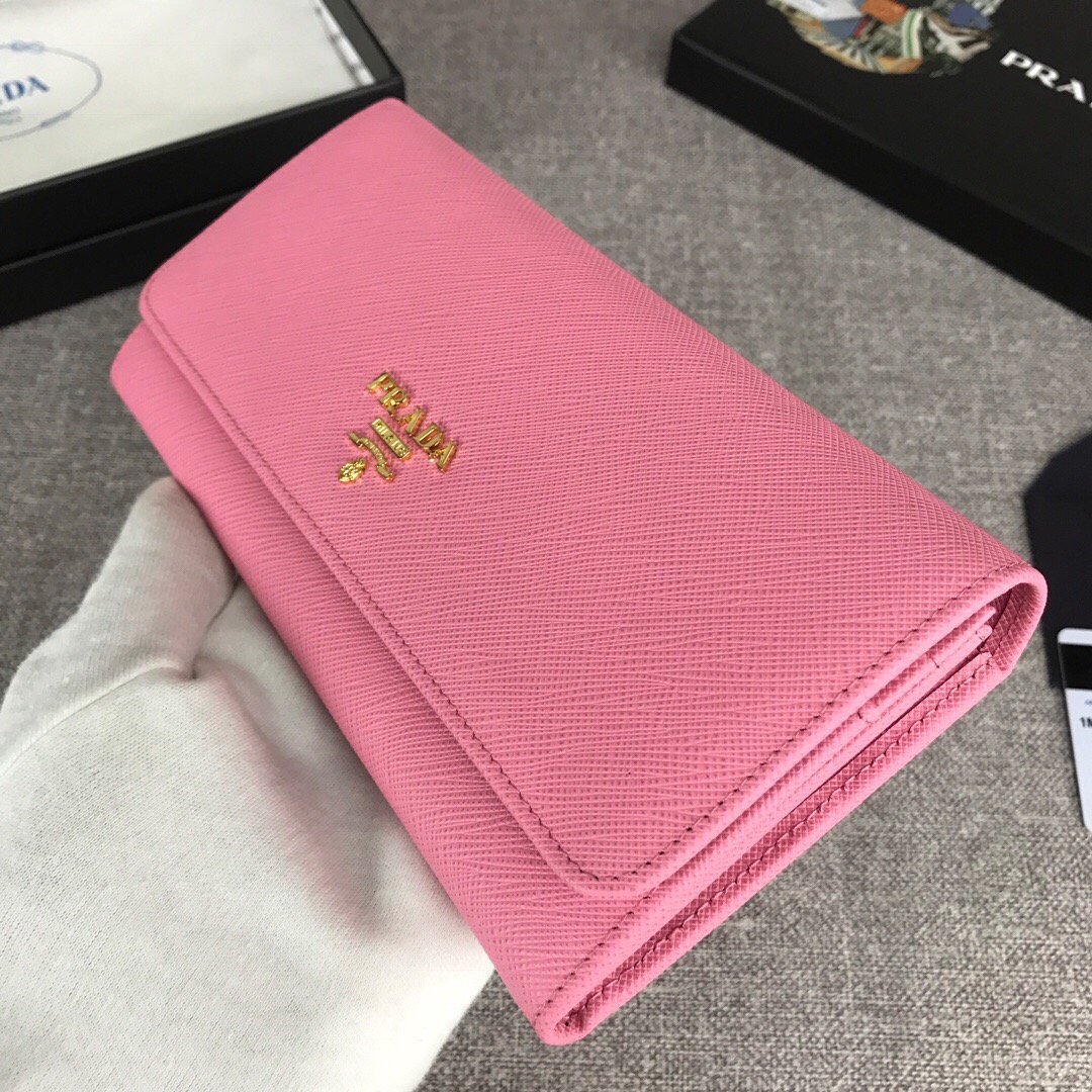 Pra*a large saffiano leather wallet pink 1mh132 18.7 x 9.5 cm