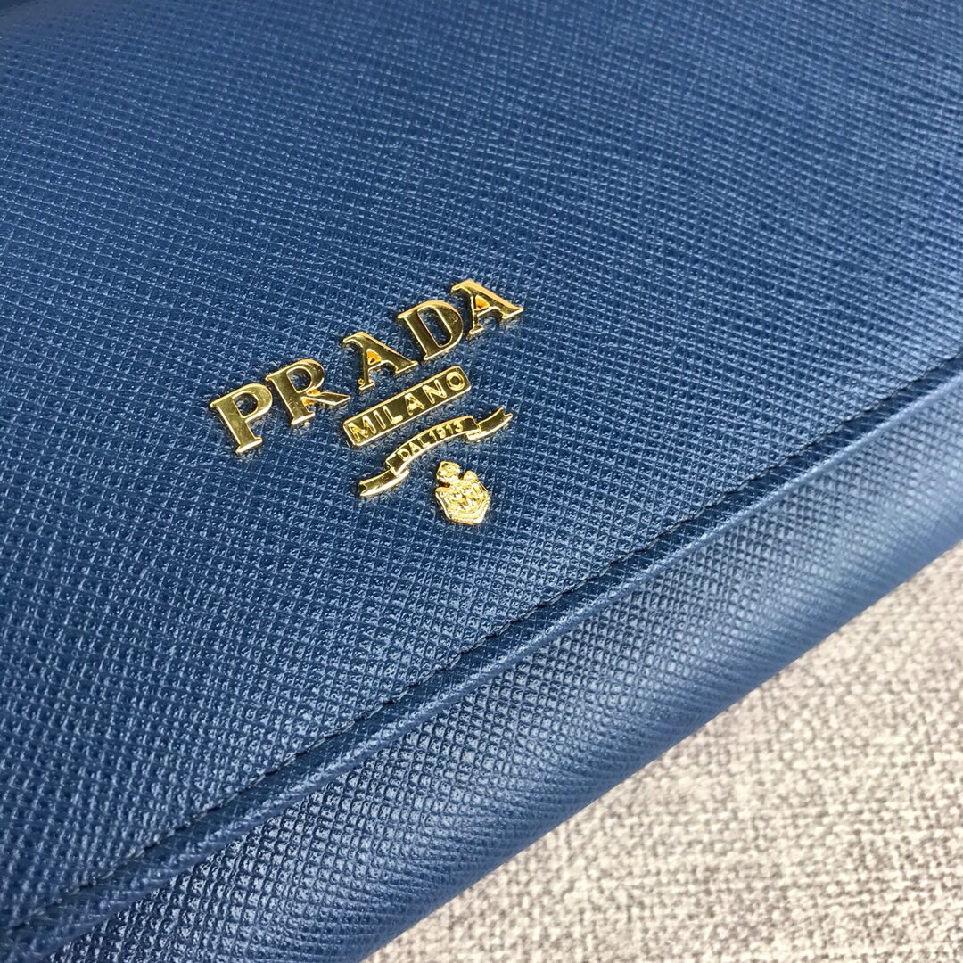 Pra*a large saffiano leather wallet navy 1mh132 18.7 x 9.5 cm