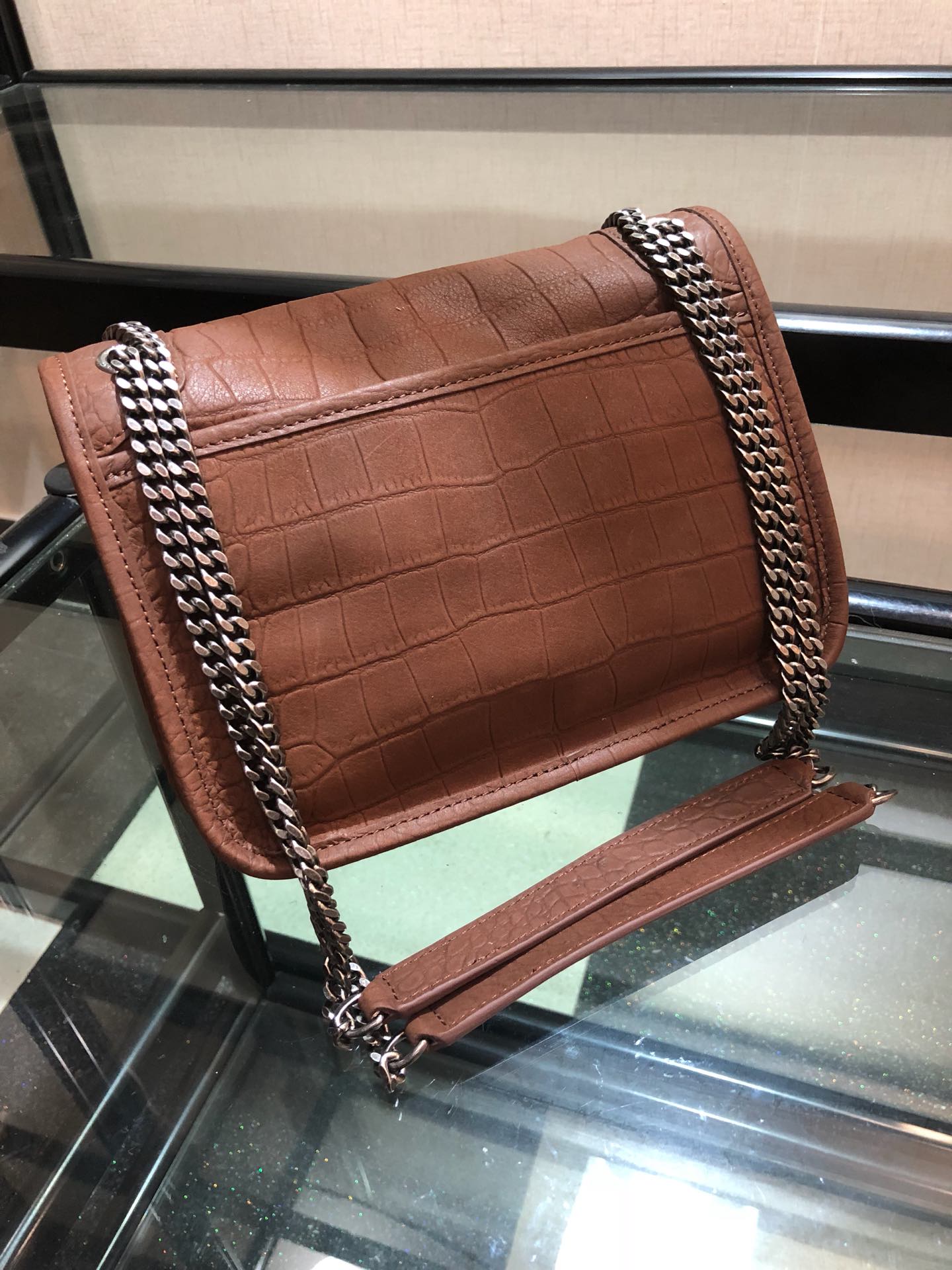 Y51 niki baby in crocodile leather brown 6331511 21 x 16 x 7.5 cm