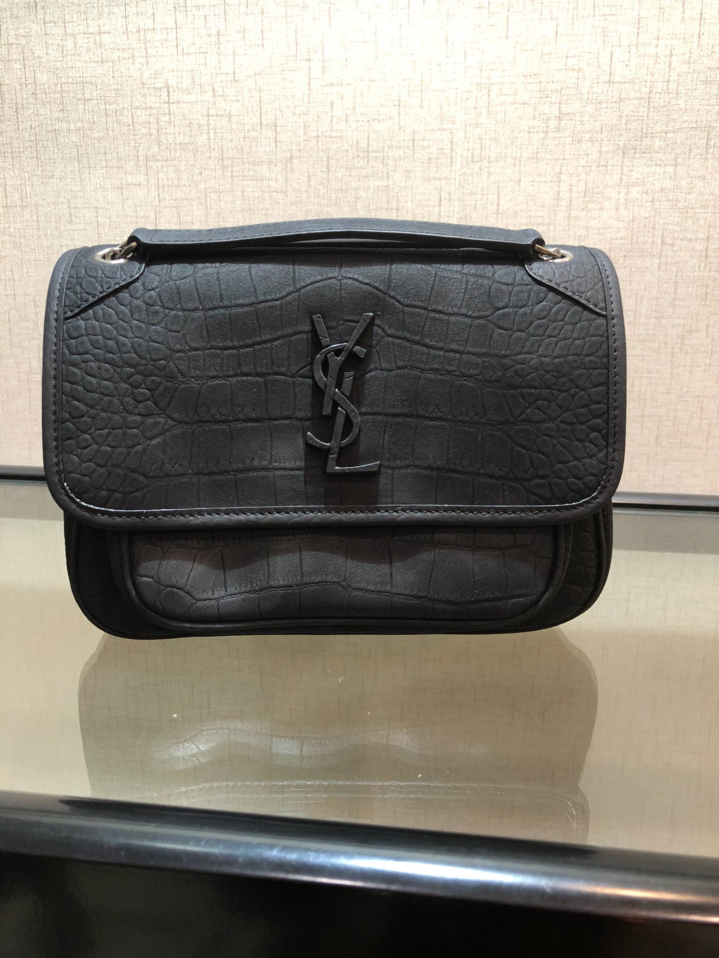 Y51 niki baby in crocodile leather black 6331511 21 x 16 x 7.5 cm