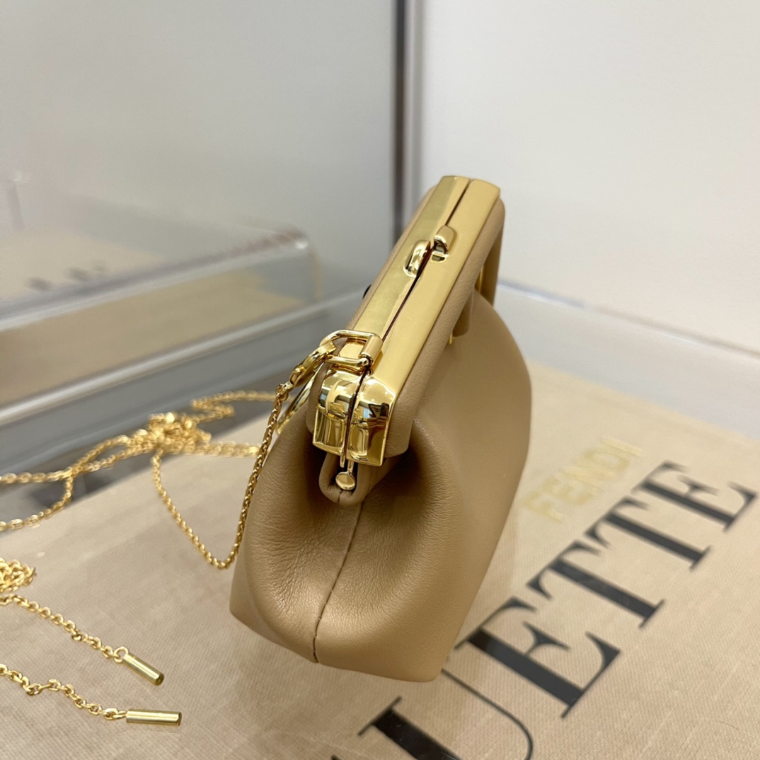 F**di nano first charm nappa leather tan 7as051 11.5 x 5.5 x 10 cm