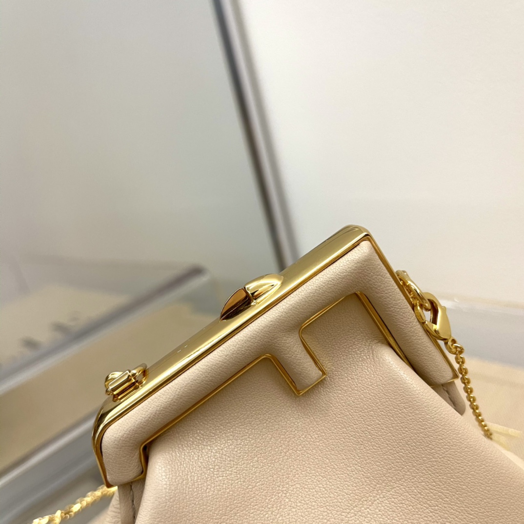F**di nano first charm nappa leather light beige 7as051 11.5 x 5.5 x 10 cm