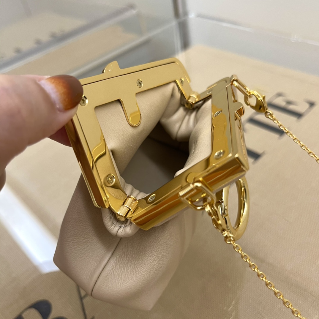 F**di nano first charm nappa leather light beige 7as051 11.5 x 5.5 x 10 cm