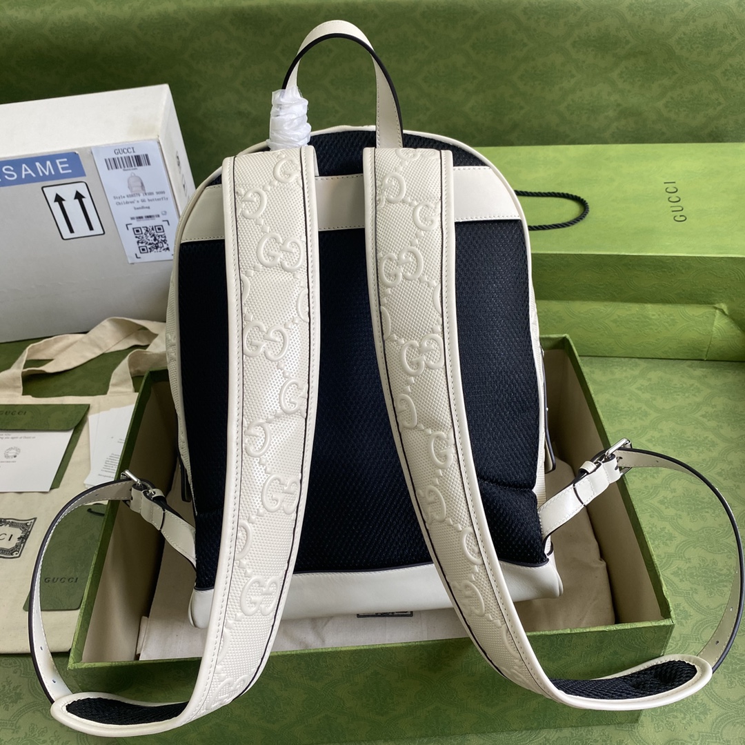 Gvc*1 gg embossed backpack white 658579 27 × 37 × 13 cm