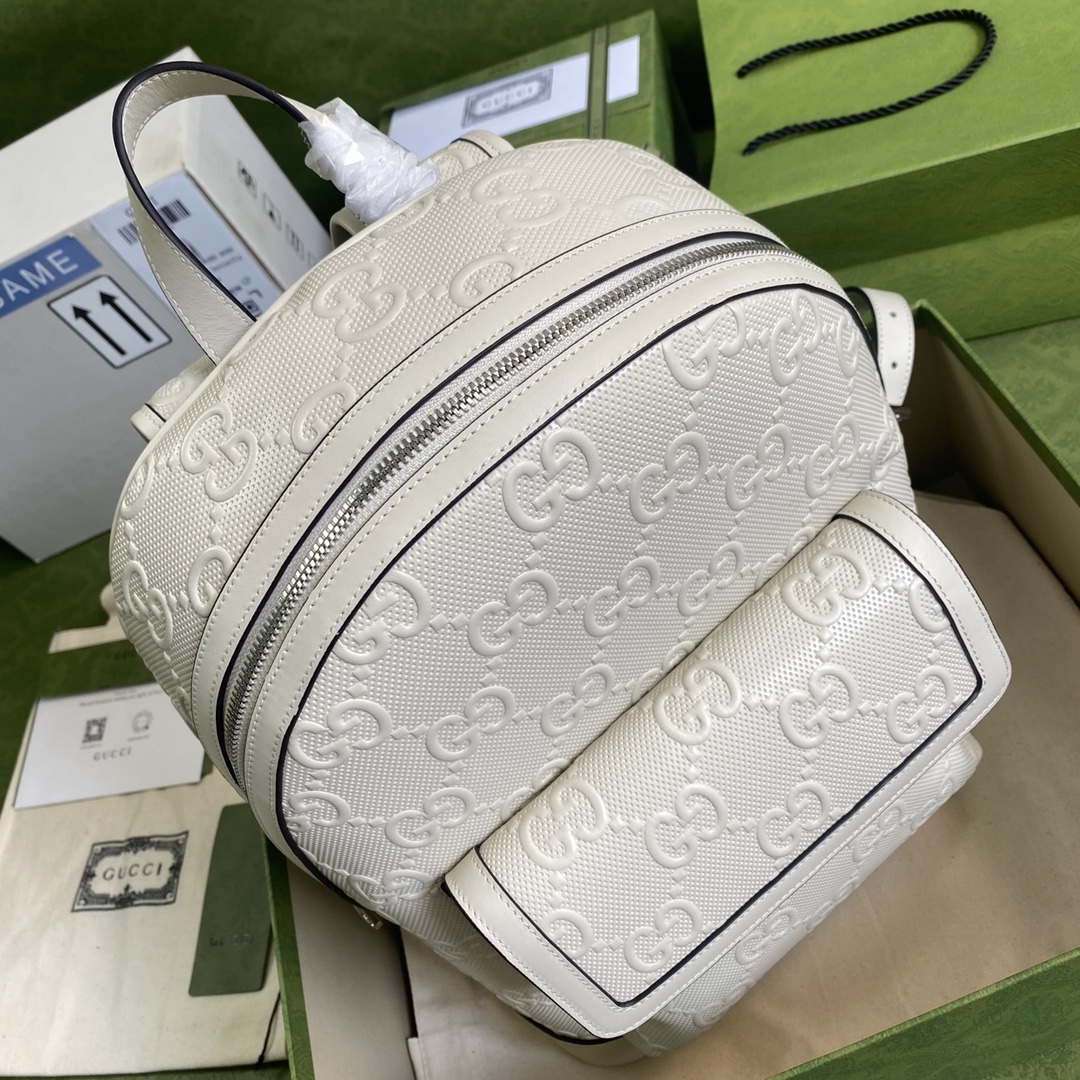 Gvc*1 gg embossed backpack white 658579 27 × 37 × 13 cm