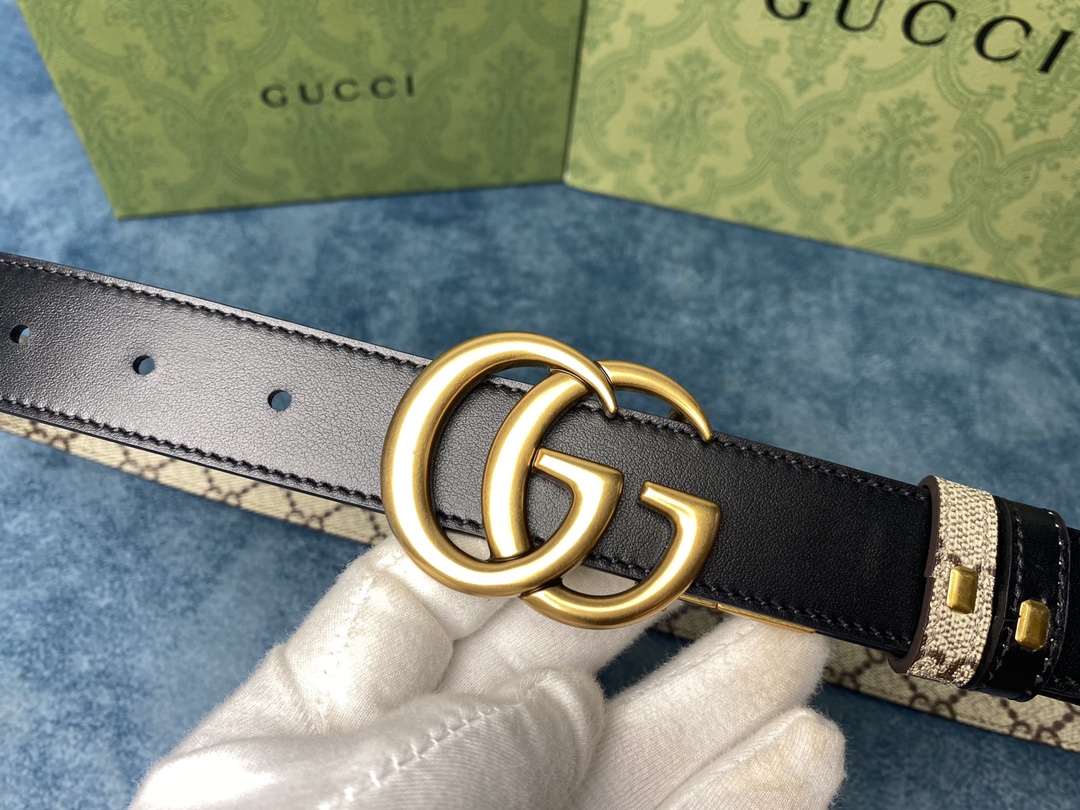 Gvc*1 marmont thin belt double g buckle