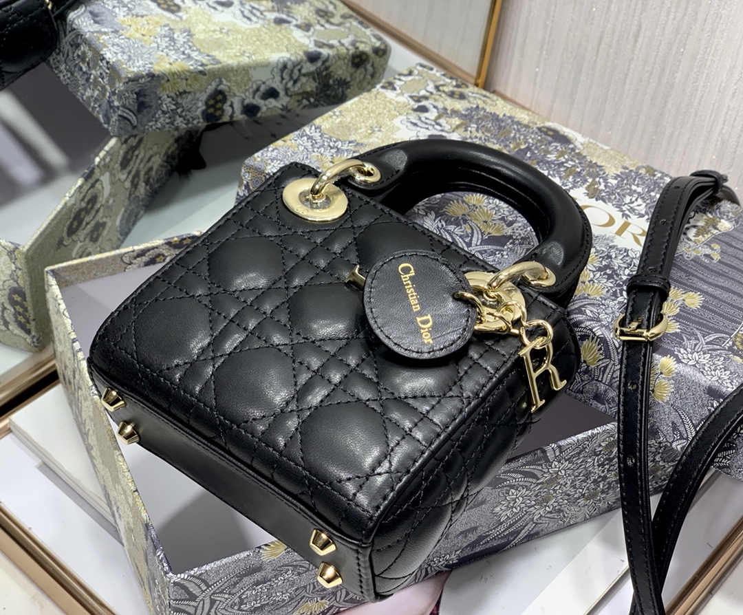 D10r micro lady D10r bag lambskin black s0856 12cm