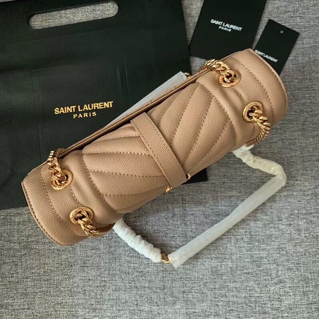 Y51 envelope medium bag in grained leather beige 600185 24 cm