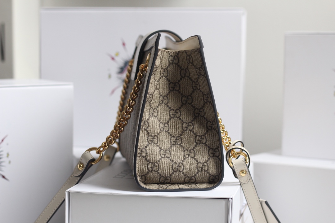 Gvc*1 small padlock gg shoulder bag in svp*me canvas white 498156 26 x 18 x 10 cm