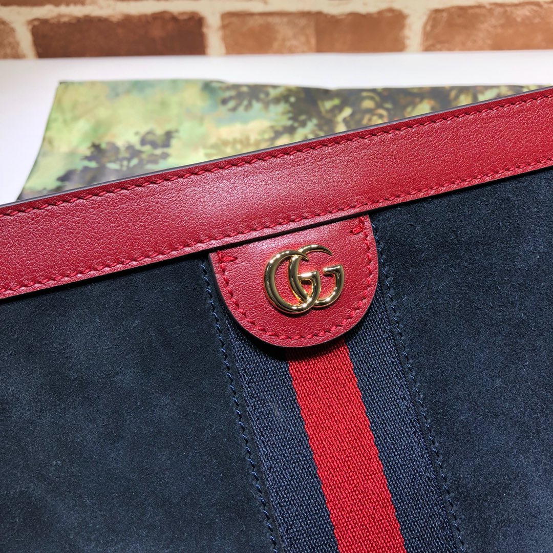 Gvc*1 medium ophidia gg shoulder bag in velvet marine/red 503876 32.5 x 20 x 10 cm