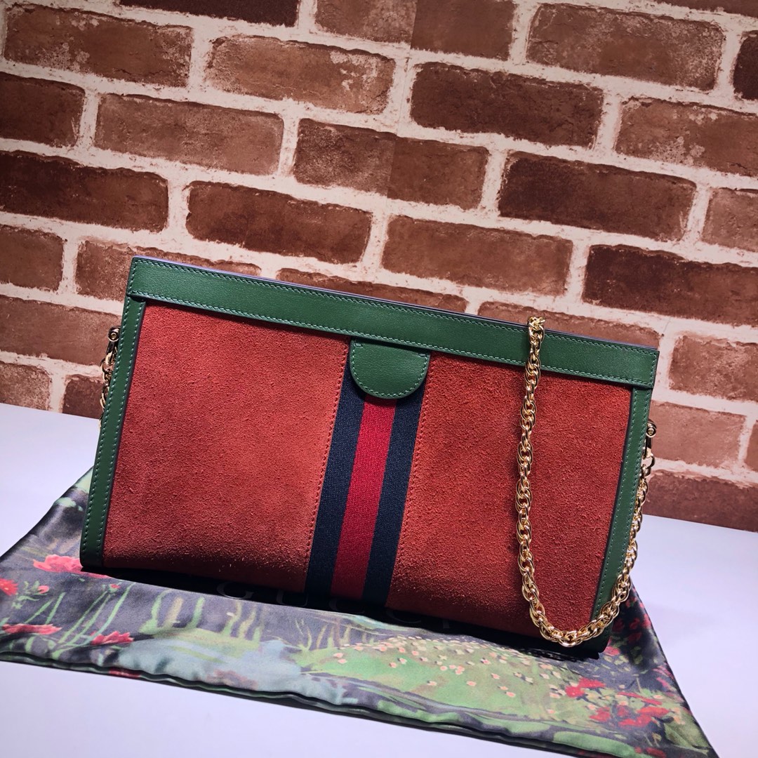 Gvc*1 medium ophidia gg shoulder bag in velvet orange/green 503876 32.5 x 20 x 10 cm