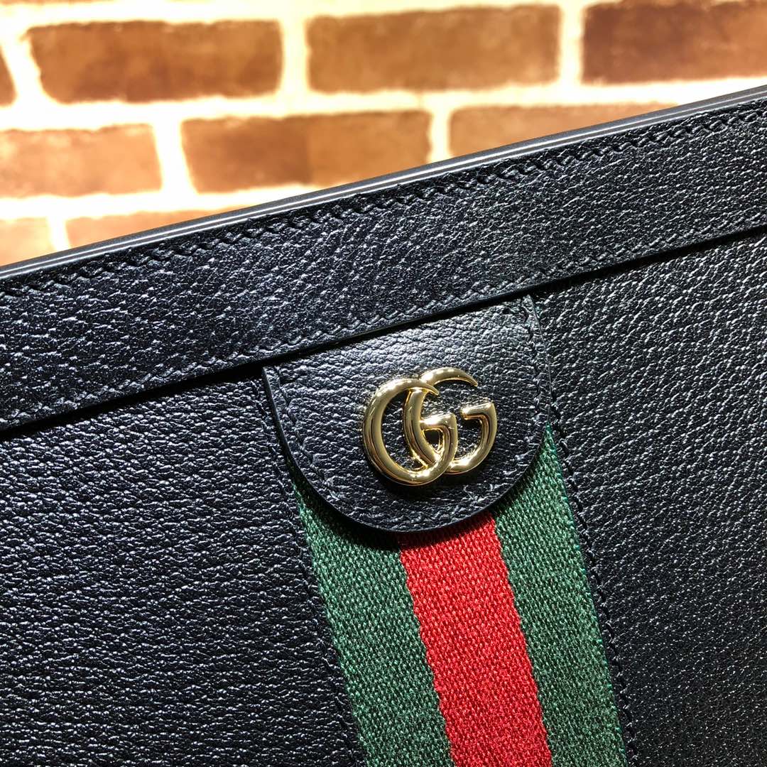 Gvc*1 medium ophidia gg shoulder bag in leather black 503876 32.5 x 20 x 10 cm