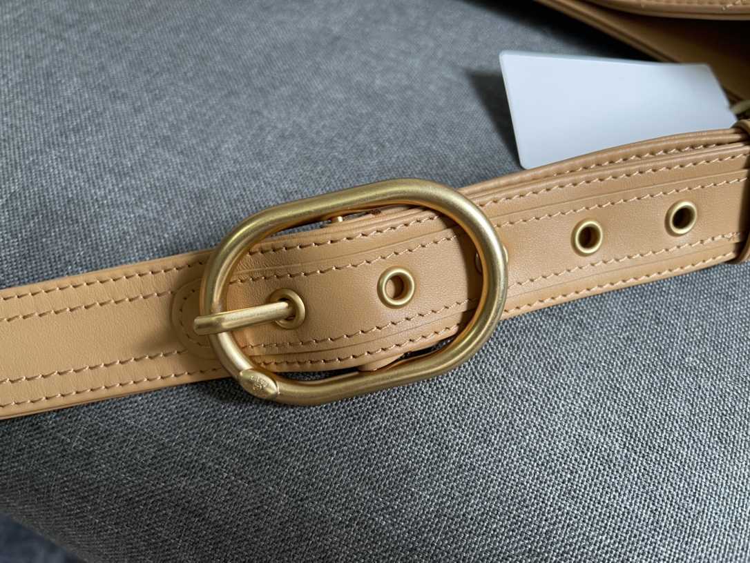 Ch**el calfskin hobo bag beige as2844 29cm