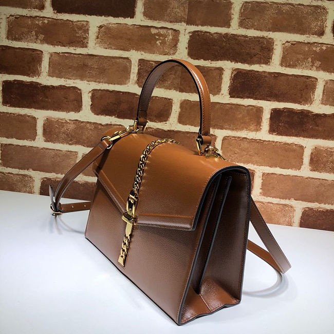 Gvc*1 sylvie 1969 small top handle bag brown 602781 26 x 19 x 10.5 cm