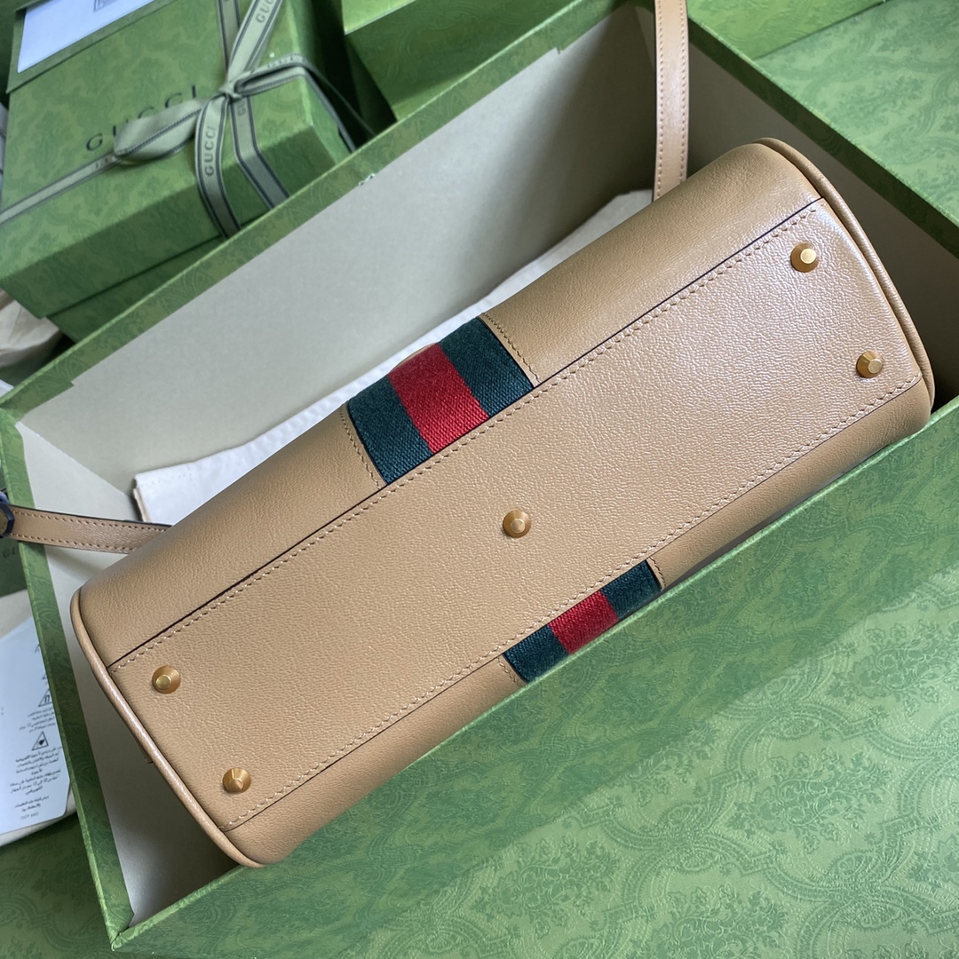 Gvc*1 small top handle bag with double g brown 658450 25 x 19 x 11 cm