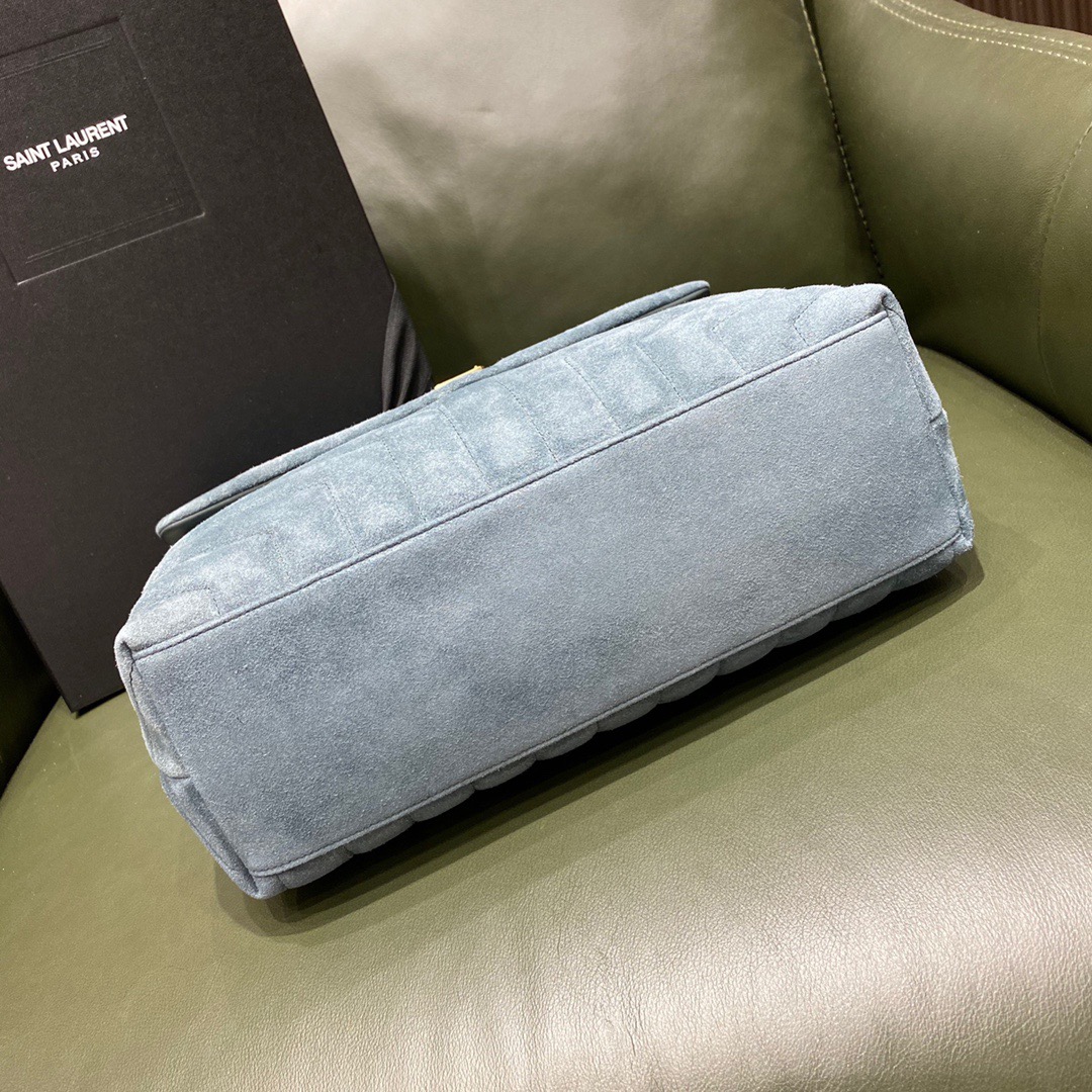 Y51 medium loulou in matelassé "y" blue suede 5749461 32 x 22 x 12 cm