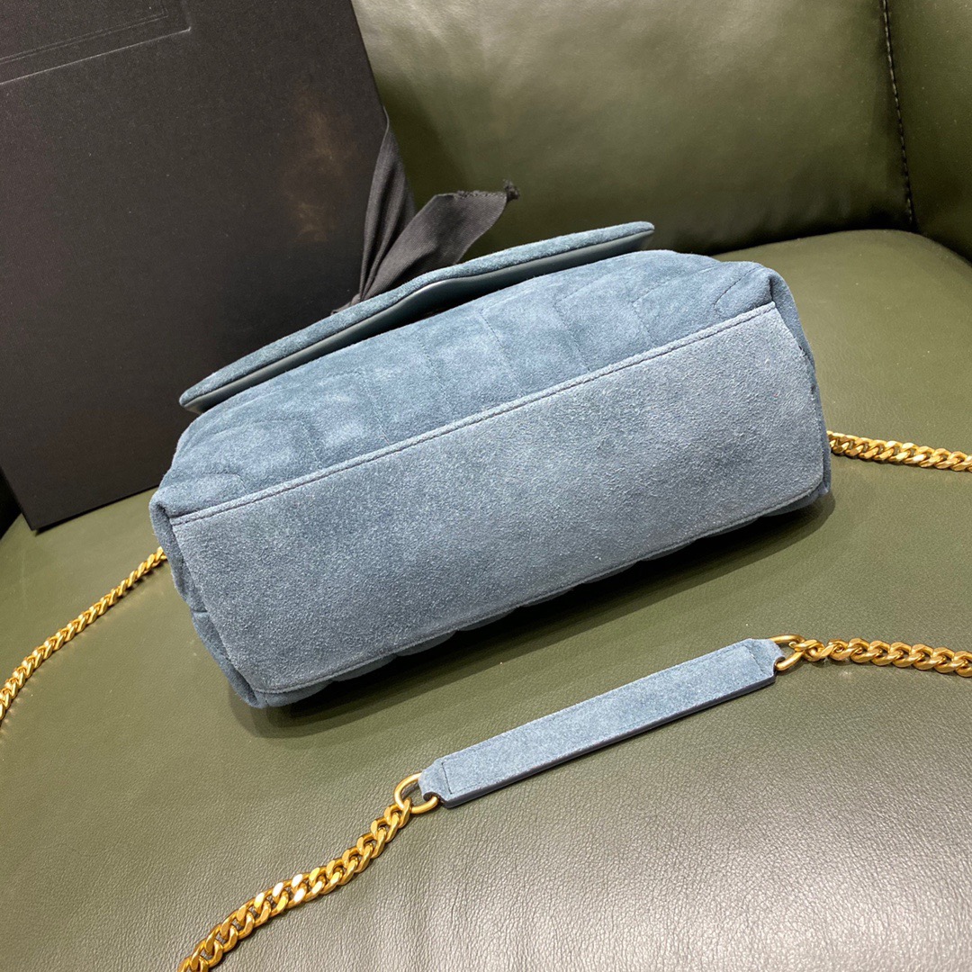 Y51 small loulou in matelassé "y" blue suede 5749461 25 x 17 x 9 cm