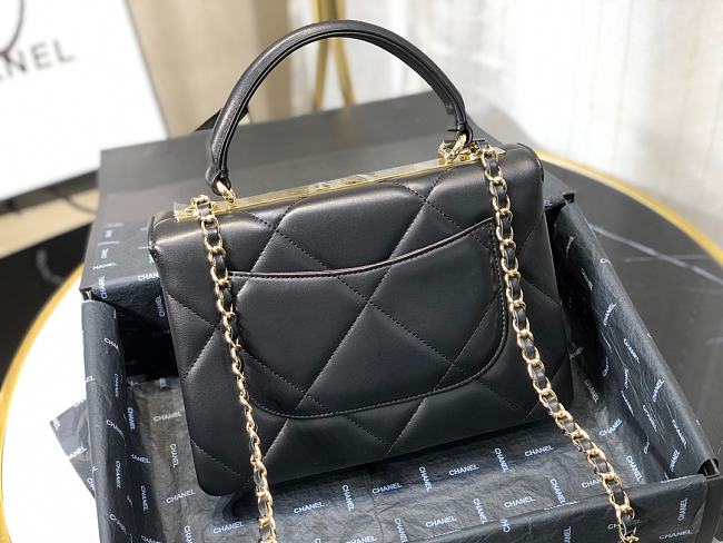 Ch**el small flap bag with top handle black a92236 25cm