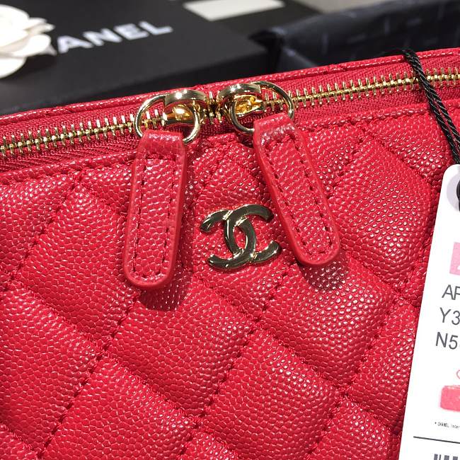 Ch**el cosmetic bag red as1341 16 × 8 × 10cm