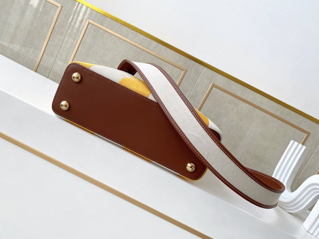 l0vis Vvtt0n capucines bb two-color braided yellow m57651 27 × 18 × 9 cm