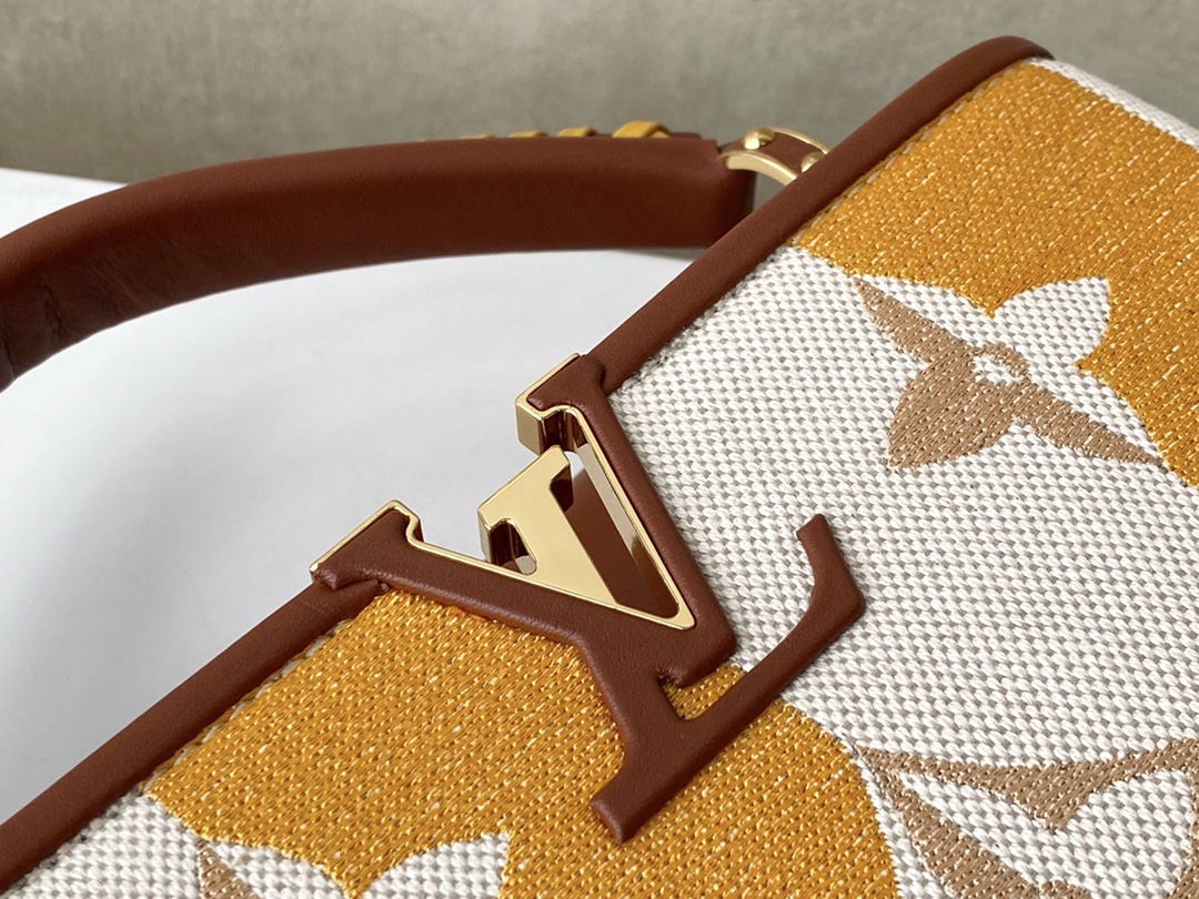 l0vis Vvtt0n capucines bb two-color braided yellow m57651 27 × 18 × 9 cm