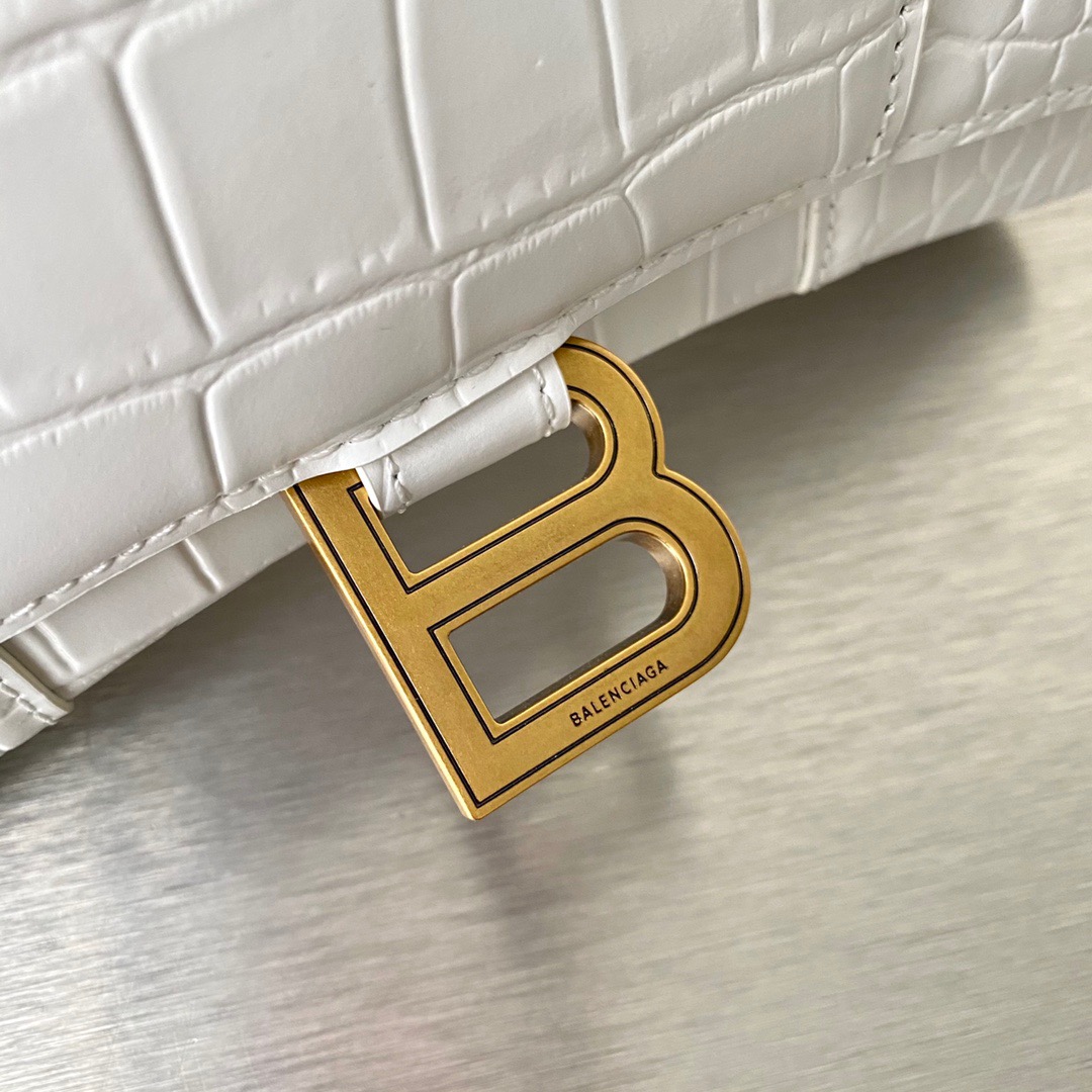 Ba1en*iaga hourglass wallet on chain crocodile leather white 6560501 19 x 12 x 5 cm