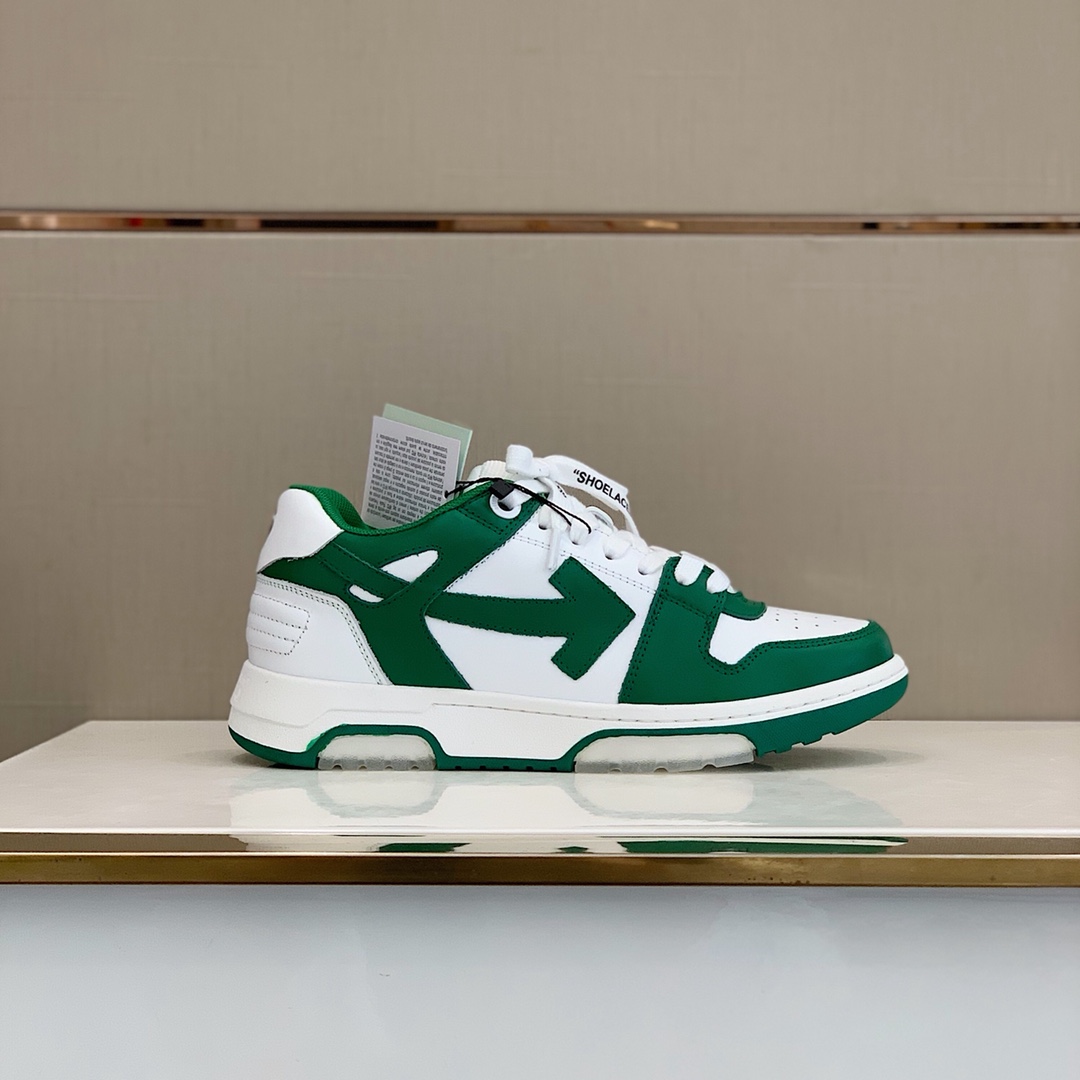 Off White Low Top Sneakers Green/White