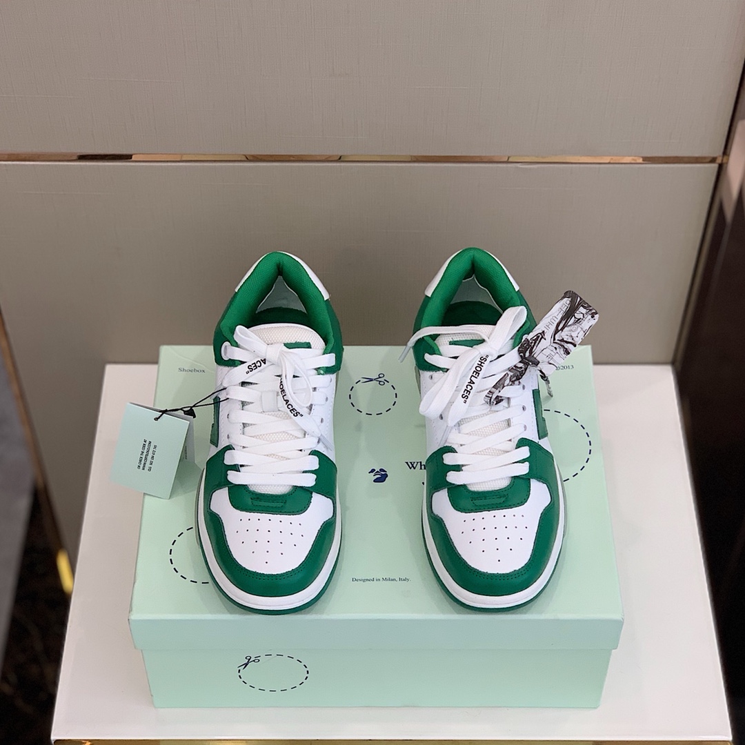 Off White Low Top Sneakers Green/White