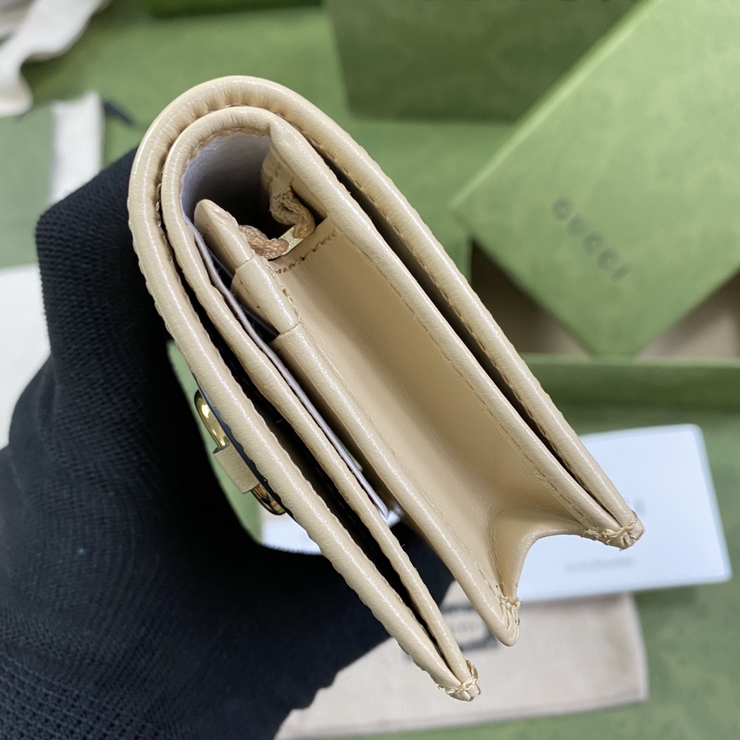 Gvc*1 horsebit 1955 card case wallet leather cream ‎621887 11 x 8.5 x 3 cm