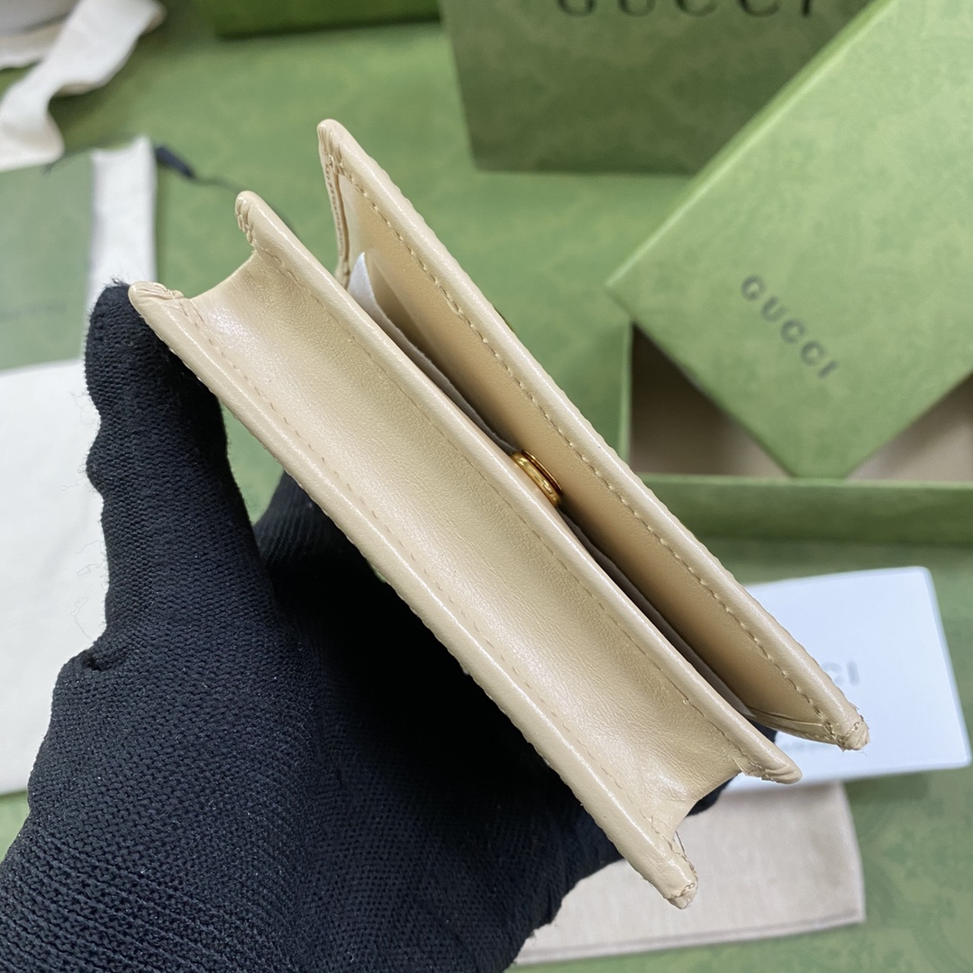 Gvc*1 horsebit 1955 card case wallet leather cream ‎621887 11 x 8.5 x 3 cm