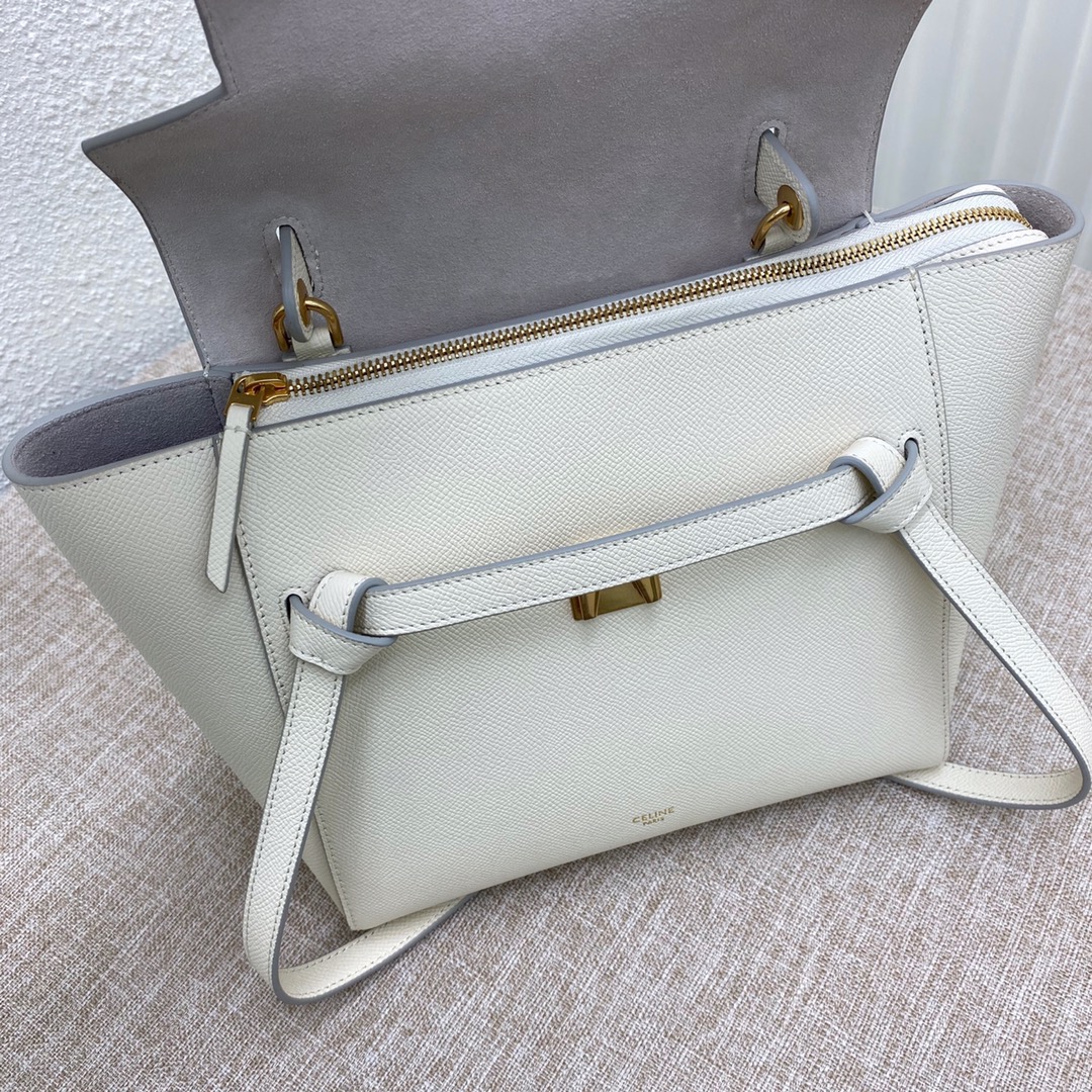 Ce1i*e micro belt bag grained leather white 189153 24 × 20 × 14 cm