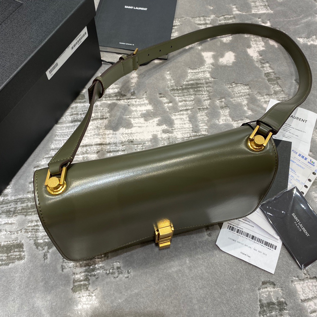 Y51 le carre satchel in box olive green 6332141 23 x 17.5 x 6.5 cm