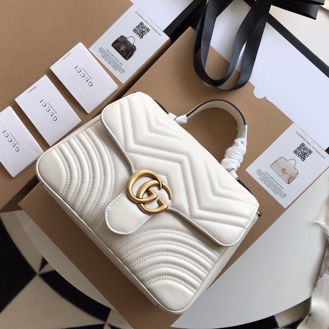 Gvc*1 gg marmont small top handle bag white 27 x 19 x 10.5 cm