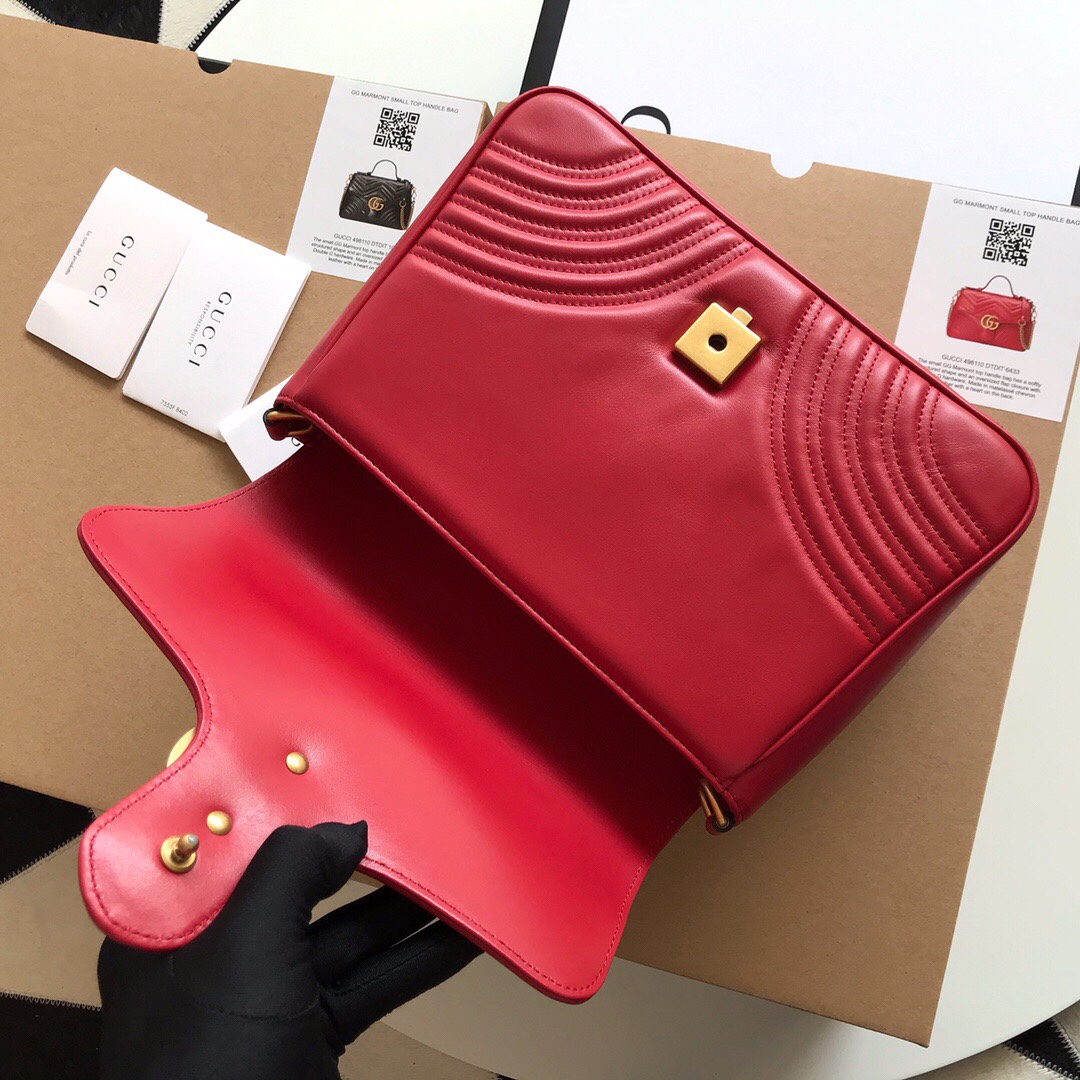 Gvc*1 gg marmont small top handle bag red 27 x 19 x 10.5 cm