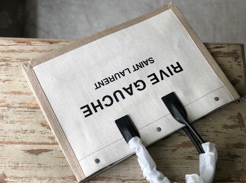 Y51 rive gauche tote bag in linen and leather white 4992909 48 x 36 x 16 cm