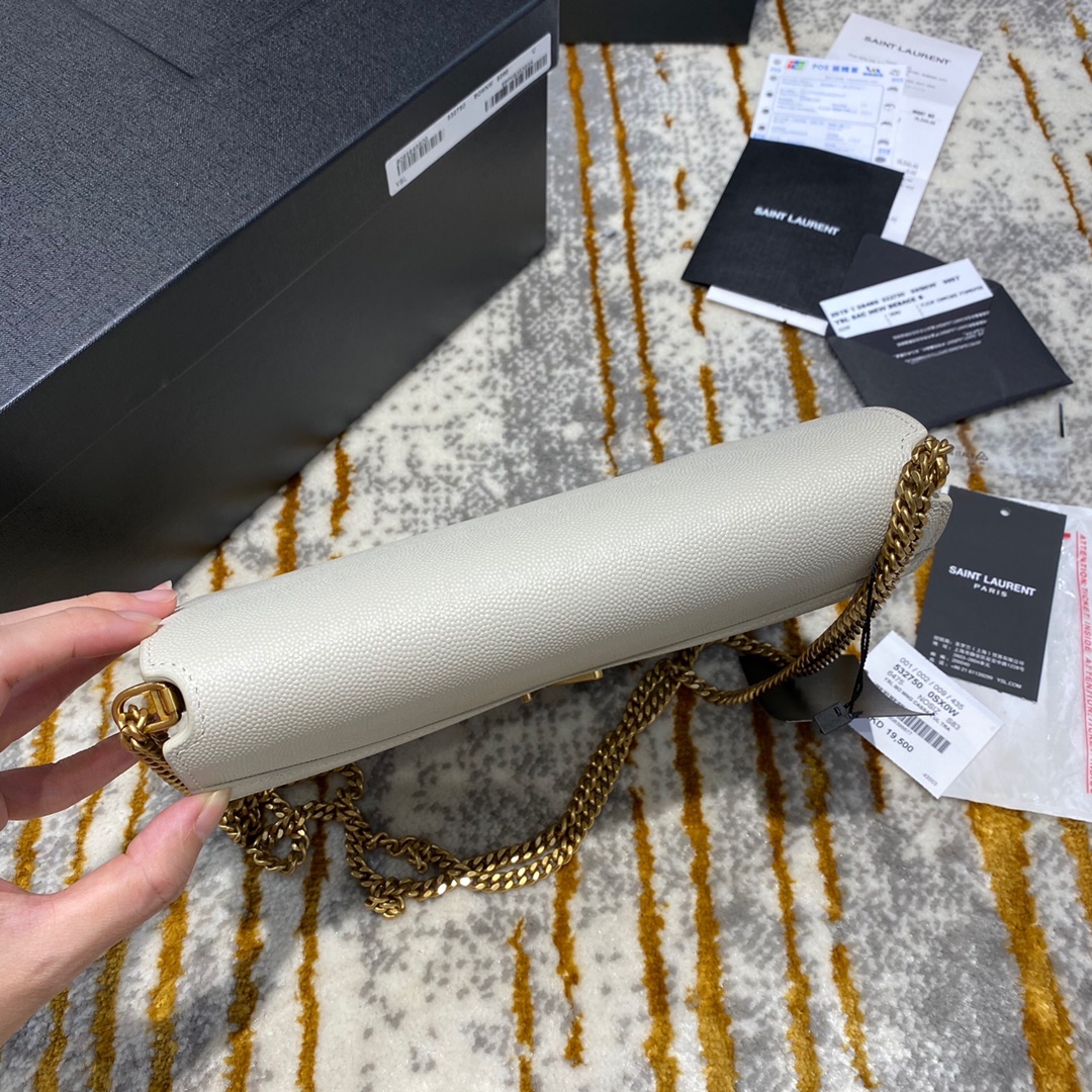 Y51 cassandra medium chain bag grained leather white 532750 22 x 16.5 x 5.5 cm