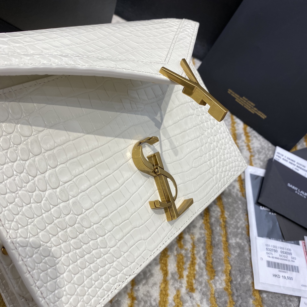 Y51 cassandra medium chain bag crocodile leather gold-tone metal white 532750 22 x 16.5 x 5.5 cm