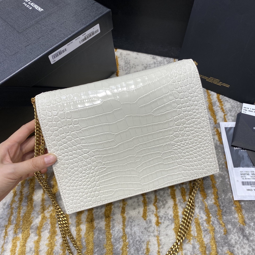Y51 cassandra medium chain bag crocodile leather gold-tone metal white 532750 22 x 16.5 x 5.5 cm